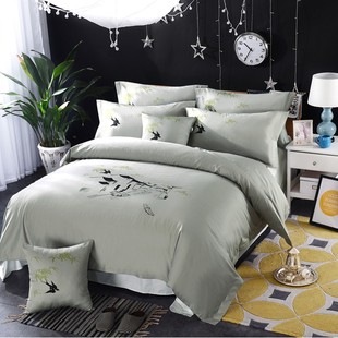 酒店布酒店名宿印花全棉四件套草布草套件宾馆四件套民宿四件套