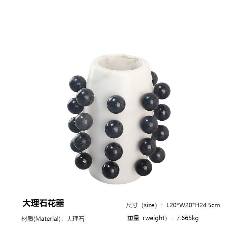欧式轻奢客大理石花器果盘摆件创意餐厅书房样板间售楼部家居软装