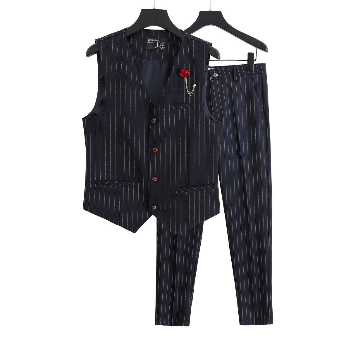 韩版条纹马甲套装男士气质无袖坎肩马夹结婚伴郎服二件套,男装,常规马甲,淘宝优惠券,粉丝福利购,淘宝优惠卷