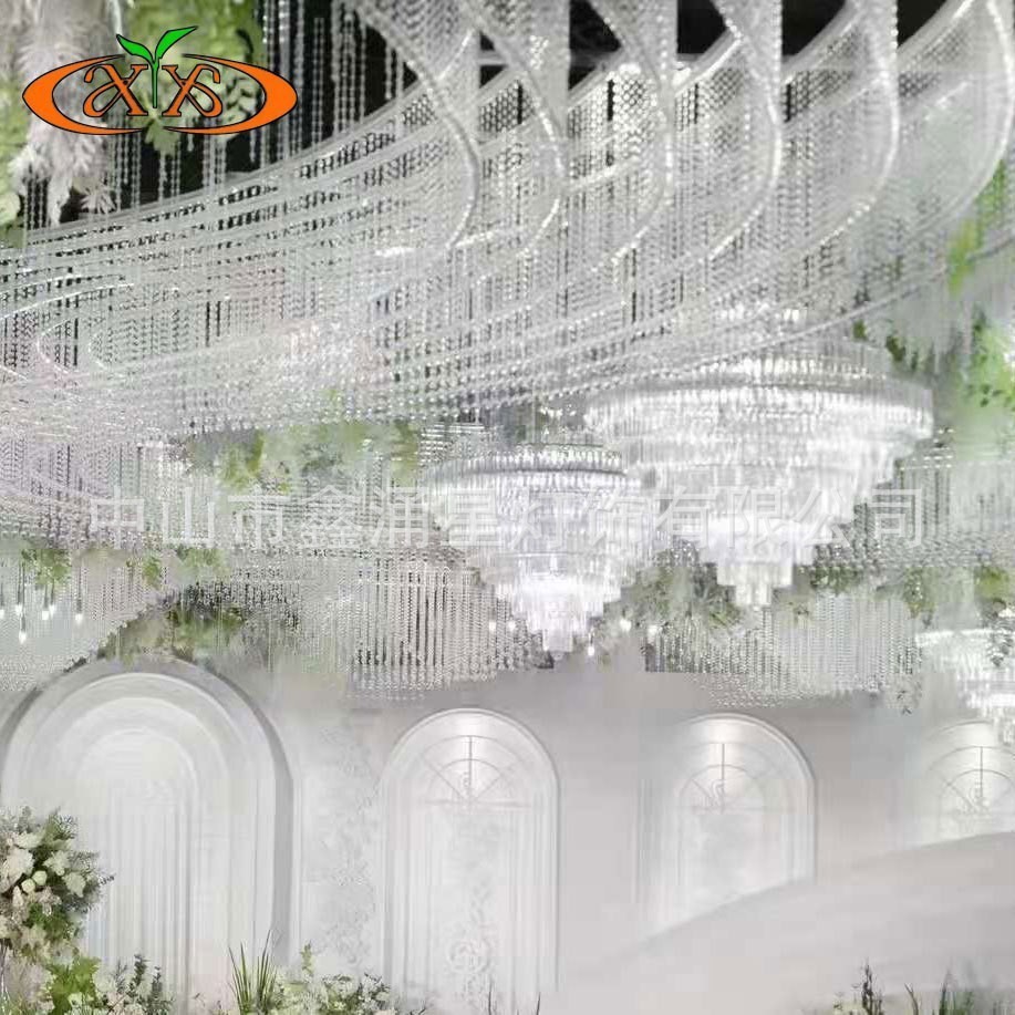 新款婚礼装饰吊顶创意婚庆吊灯灯具水晶珠帘婚礼酒店礼堂欧式吊灯