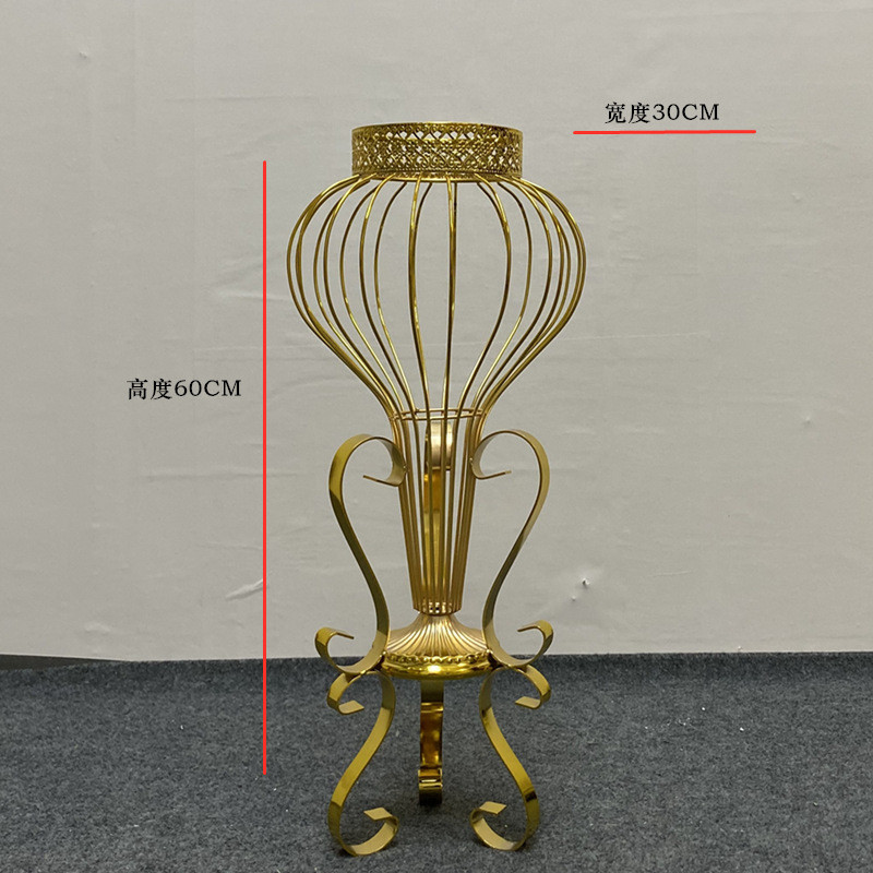 婚庆道具铁艺插花镂空金色器主桌花器路引婚礼布置桌花器皿摆件