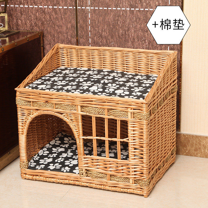 夏天用的竹编藤编奶猫窝幼猫专用多猫家庭猫咪空调窝创意夏日小筐