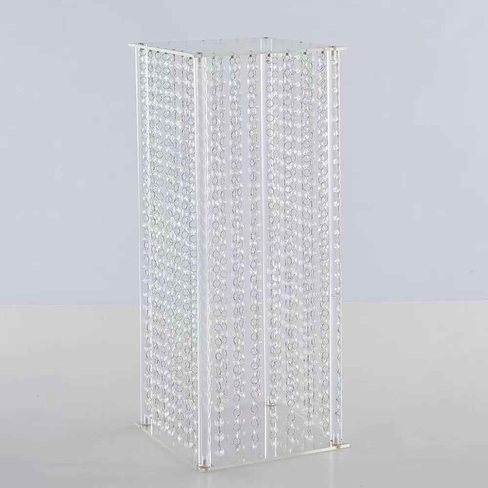 新款婚庆道具四方亚克力婚礼路引花架亚克力花柱水晶现场布置