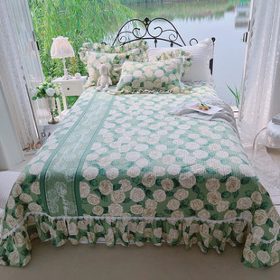 直播新款夹棉花边法式床盖四件套