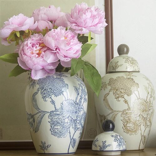 热销复古花卉新中式青花瓷陶瓷摆件插花餐桌花瓶居家客厅花瓶小罐