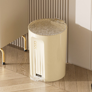 客厅家用垃圾桶高颜值新款 风2024奶油带盖脚踩厨房卧室脚踏垃圾桶