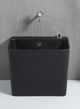 黑色陶瓷洗拖把池地盆墩布阳台卫生间拖布池家用长方形池拖把槽池