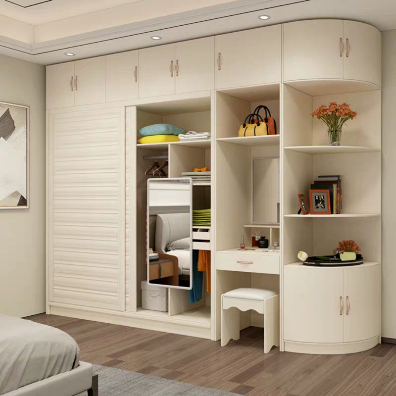 热销推拉门衣柜衣橱实木板组装柜子卧室简约现代多层酒店家用收纳