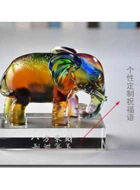 客厅中式电视柜旁边吉祥如意高升批发招财大象中式摆件厂家琉璃