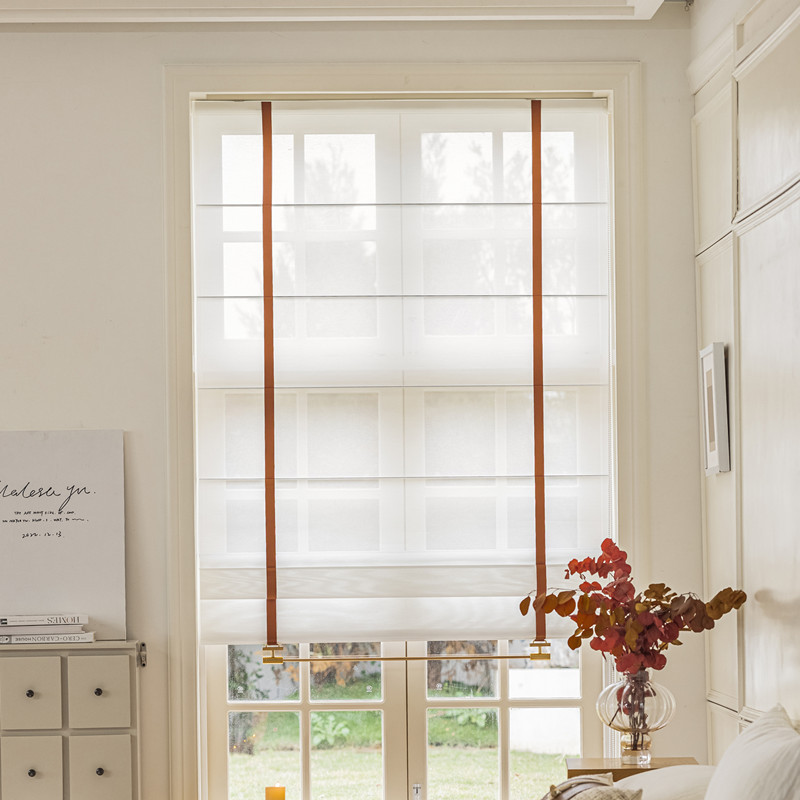 v6oq批发百叶窗客厅折叠罗马帘升降遮光窗帘遮阳卷帘吊杆酒店电动