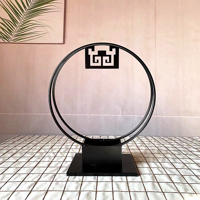 中式铁艺花架中国风插花禅意软装蝴蝶兰年宵花摆件铁桶花盆金属