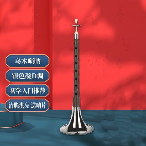 唢呐 D调黑檀乌木唢呐 初学练习演奏 带芦苇哨片 XM7002