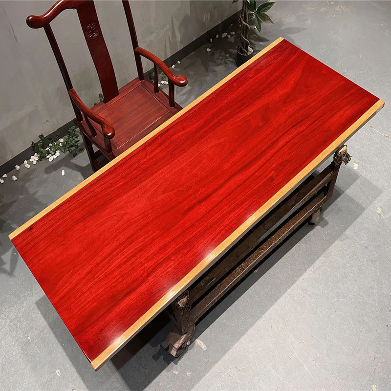 热销红原木实木大板办公桌巴花花梨书法桌画桌家用餐桌饭桌功夫泡