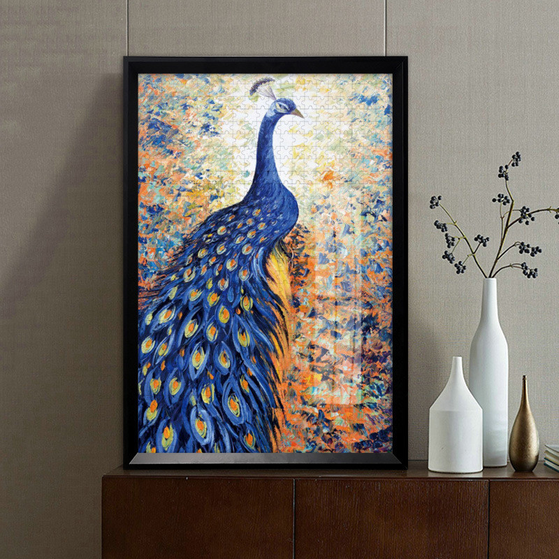 ri0t装裱50x7075相框1000片框架2000片拼图实木黑色画框全开挂墙