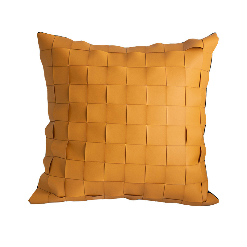 pu皮靠枕轻奢客厅沙发北欧样板间编织皮革抱枕皮质靠垫抱枕套批发