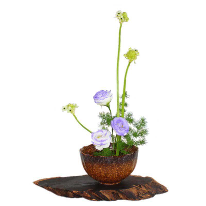 陶瓷花盆日式小源流插花中式禅意花器东方花道复古碗创意古典高档