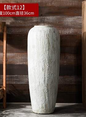 景德镇陶瓷花瓶纯白色花器复古泡泡釉客厅酒店落地装饰粗陶罐简约