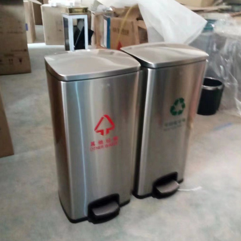 脚踏不锈钢30L分类垃圾桶酒店50L厨房商场室内桶60L脚踩大容量双