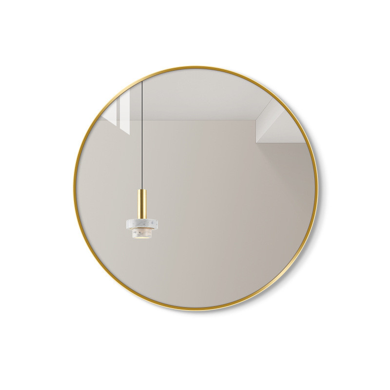 北欧壁挂框圆形普通浴室镜子卫生间带圆形化妆镜子可按需制作