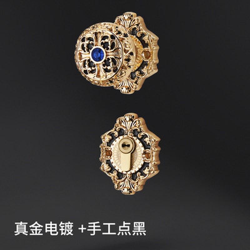汉顿黄铜欧式门锁磁吸金色别墅通用卧室黄铜室内静音银色实木门锁