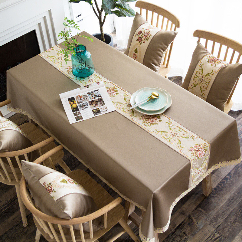 中式餐桌布桌布布艺新中式长方形家用中国风棉麻风正方形茶几台布