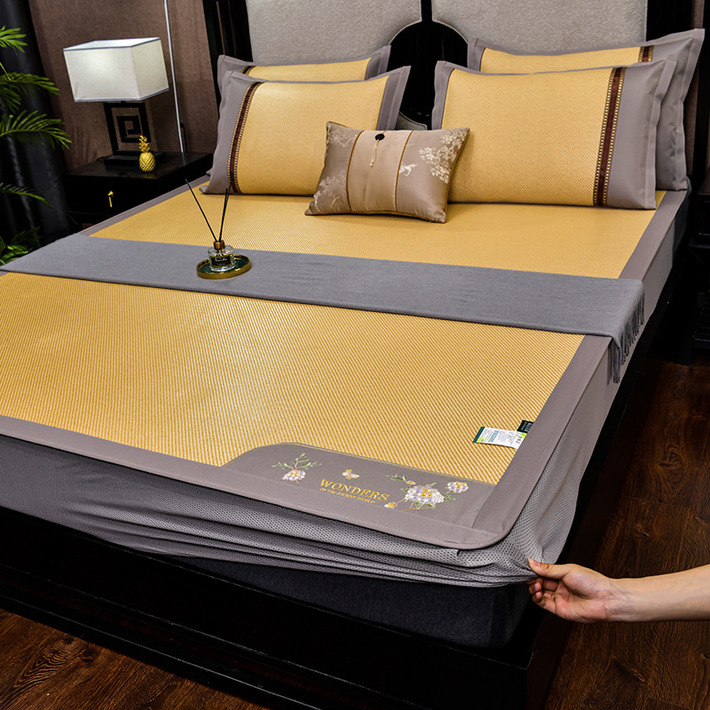 2v06夏季可冰丝凉席冰藤席宿舍家用1.8x2x2.2米空调席子双面