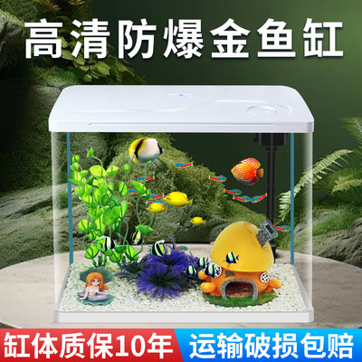 家用小型金鱼缸办公室桌面装饰免换水生态水族箱客厅自增氧玻璃缸