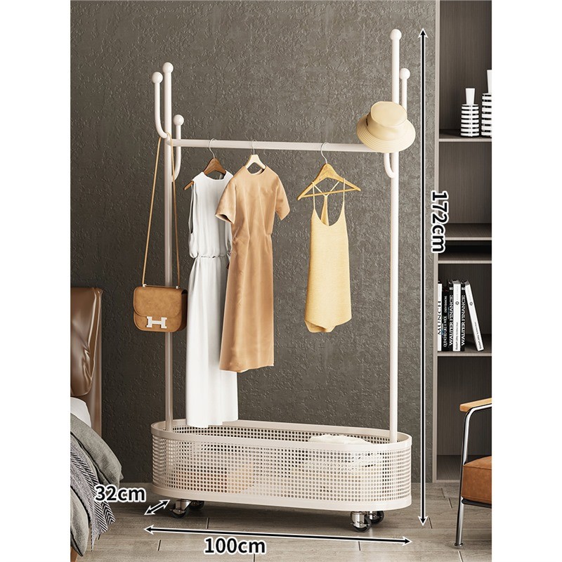 卧室轻奢衣帽架家用阳台收纳室内移动衣服架子落地简易晾衣杆