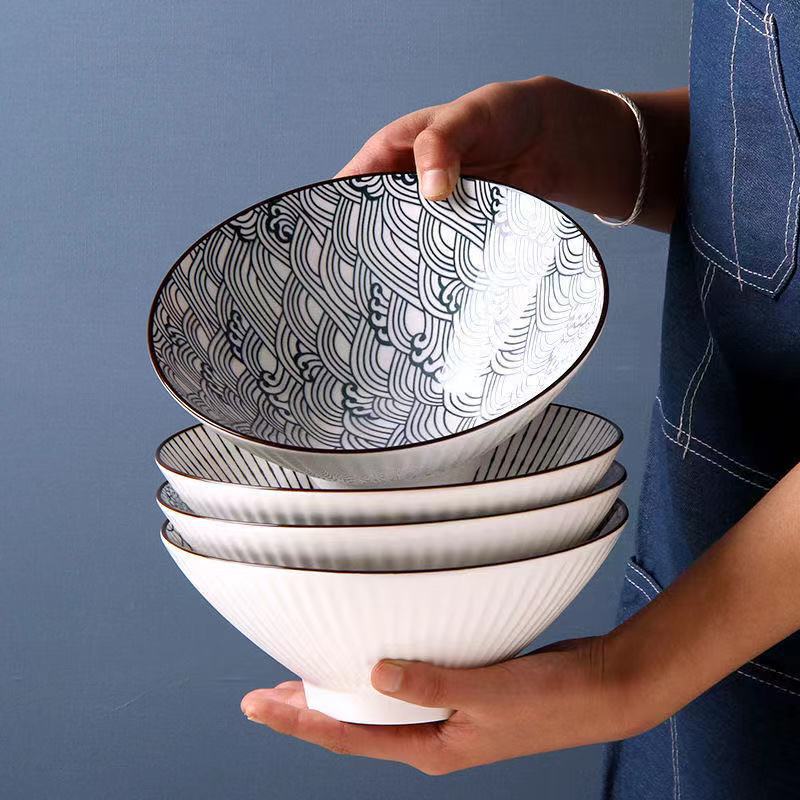 8英寸日式拉面碗山田斗笠碗大汤碗【花色可备注】陶瓷碗