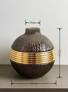 北欧简约创意镀金玻璃花瓶摆件客厅玄关样板间插花装饰水培花器