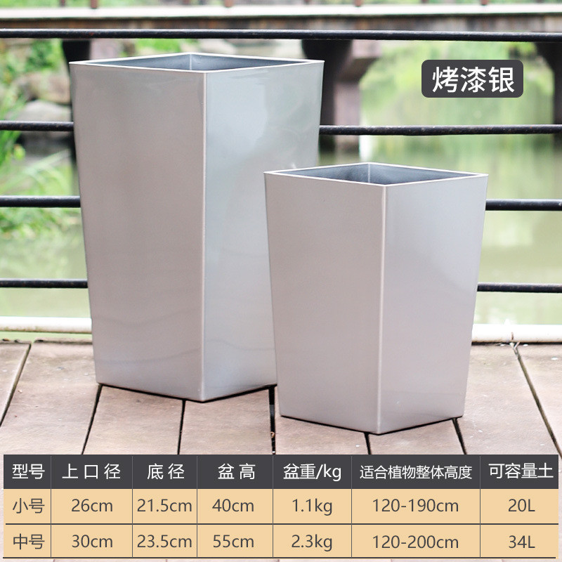 简约欧式自动室内懒人烤漆圆柱高筒客厅吸水盆景创意落地花盆大号