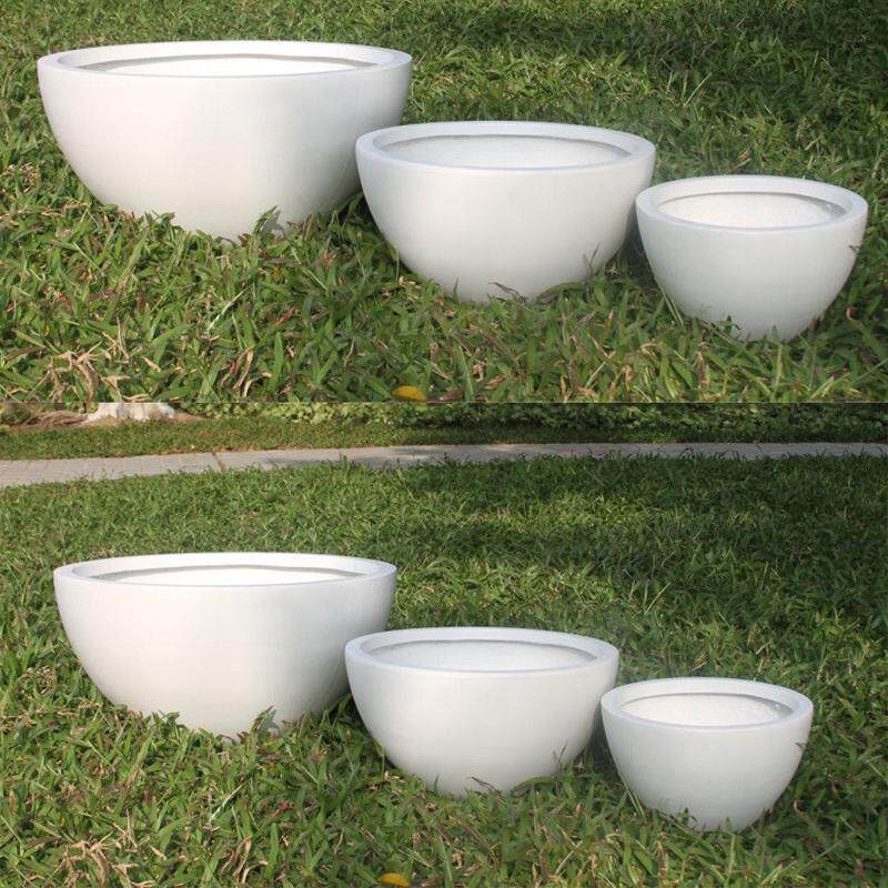 大口径简约欧式白色花盆月季花镁水泥花器庭院桌面微景观阳台钵