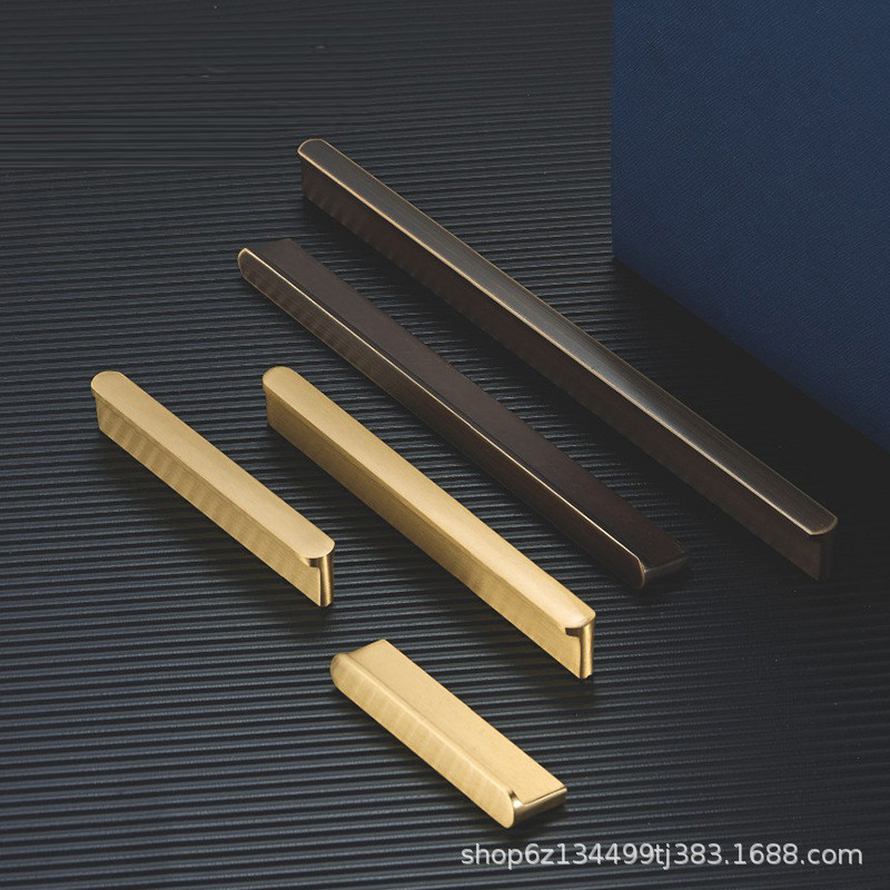 铜橱柜厂家长拉手批发现代简约圆钮纯铜圆棒家具衣柜大门抽屉把手