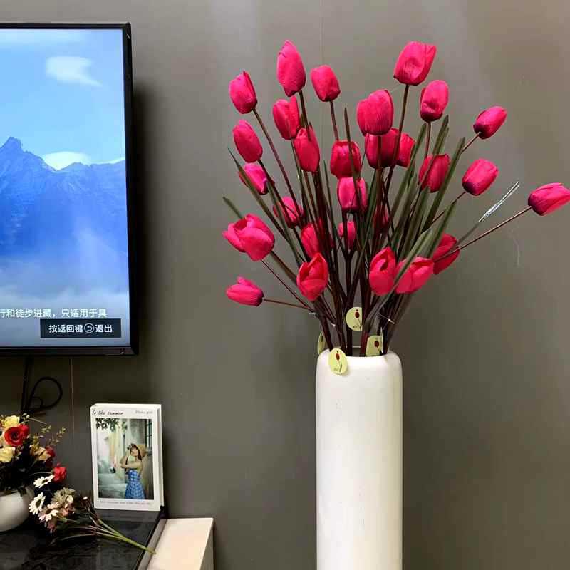 塑料花束花客厅落地大装饰花郁金香绢花假花花瓶家居摆件