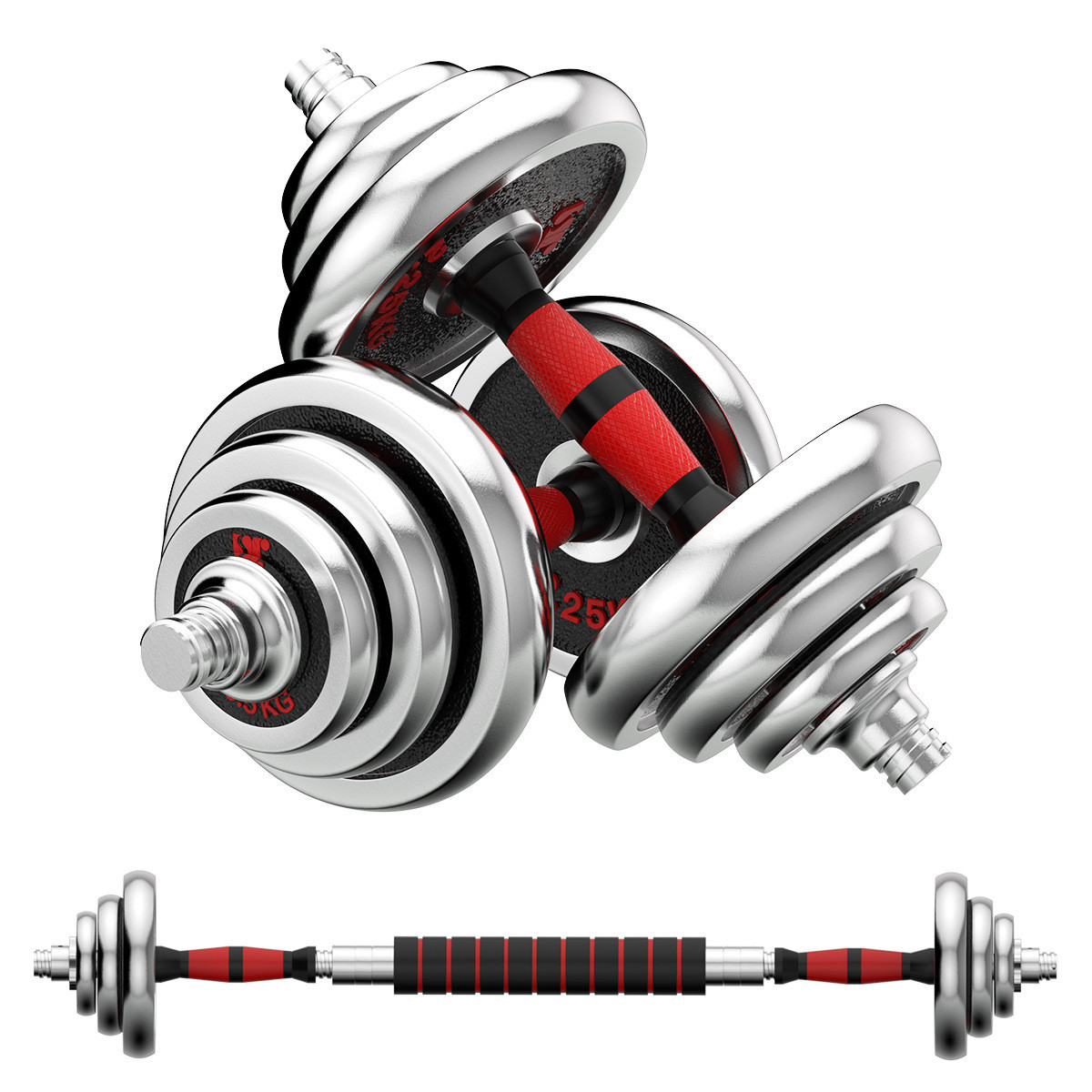 售直厂家30kg可调哑铃套装家用健身男士女士电镀哑铃杠铃组合套装