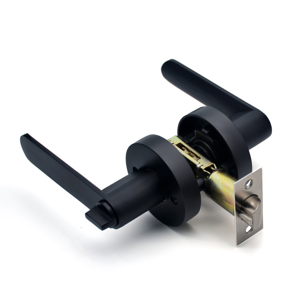 房间木门单舌锁家用锁三杆型办公室把手美式室内门锁铝合金执手锁