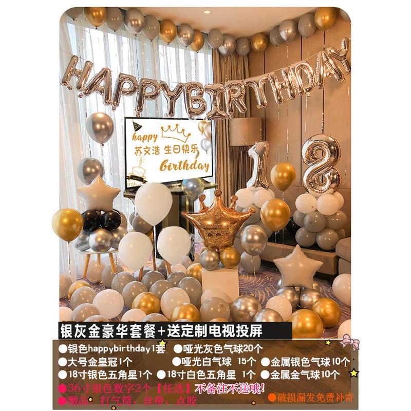 生日快乐布置装饰用品派对18岁成人礼女孩男孩场景布置气球背景墙
