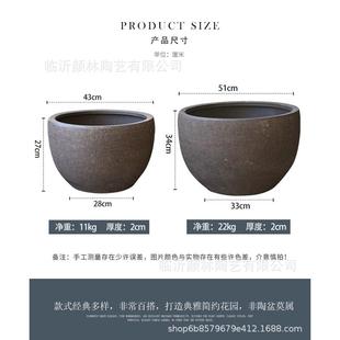 大口盆土陶缸盆缸陶缸养鱼盆睡莲盆缸花盆大口径荷花盆大码北欧风