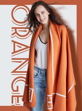 0wyv空调毯子羊毛春秋午睡毯轻奢新古典橙色沙发美式样板间别墅办