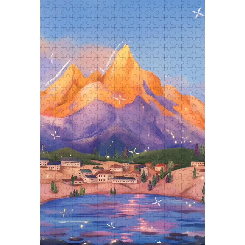 山水小城可选木质300片500片1000片1500片多款式拼图8色相框