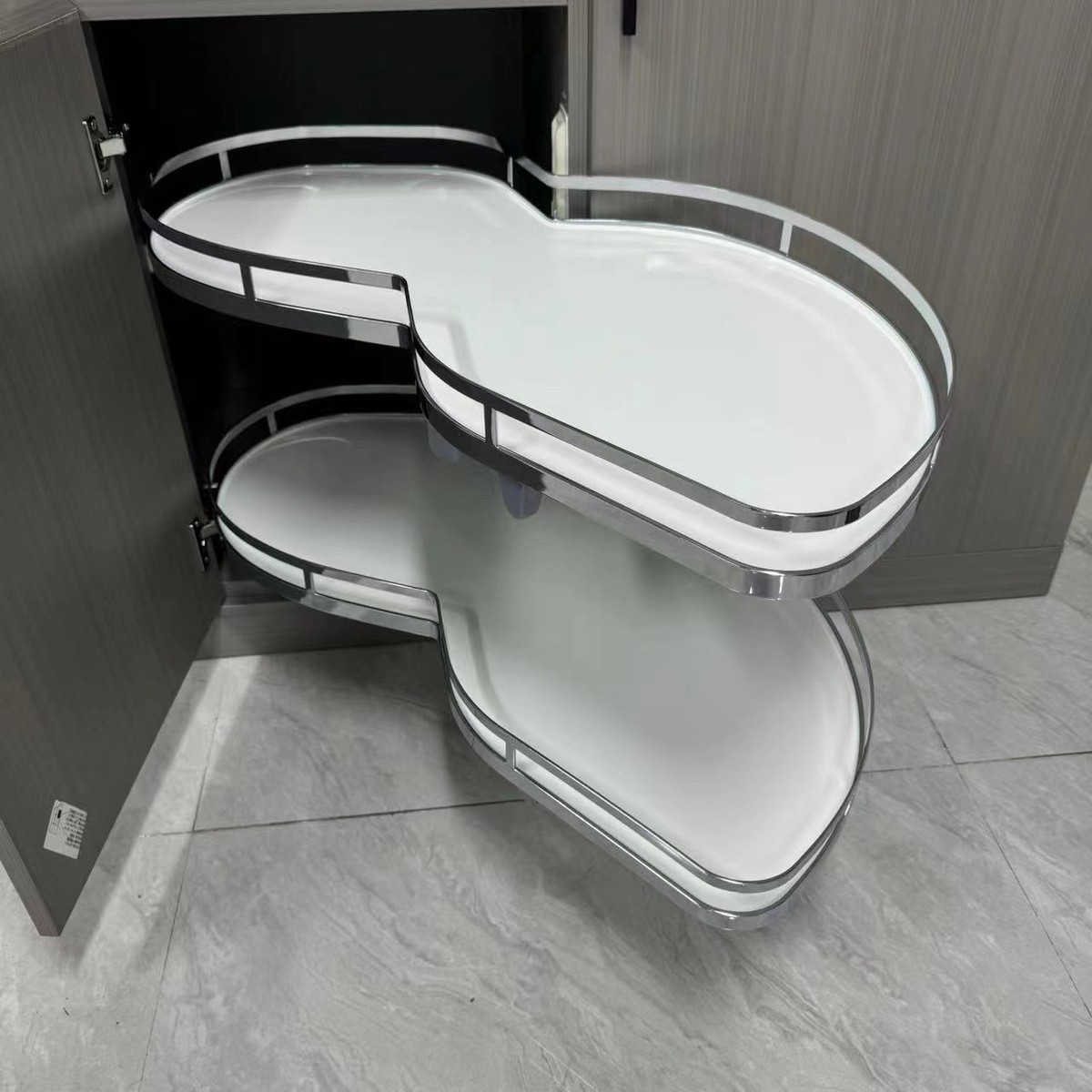 热销厨房橱柜全拉出转角小怪物锅具飞碟拉篮收纳碗碟拉篮拐角篮置