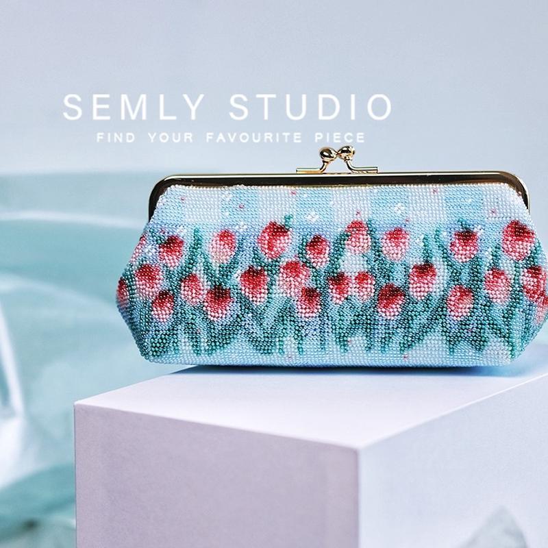 【SEMLY STUDIO 】[材料包]满珠绣郁金香欧式刺绣diy手工包包简单