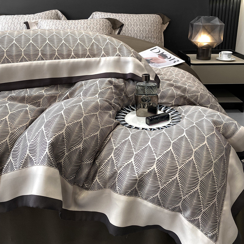 夏季轻奢床单被套欧式丝滑裸睡天丝四件套冰丝凉感床笠款床上用品