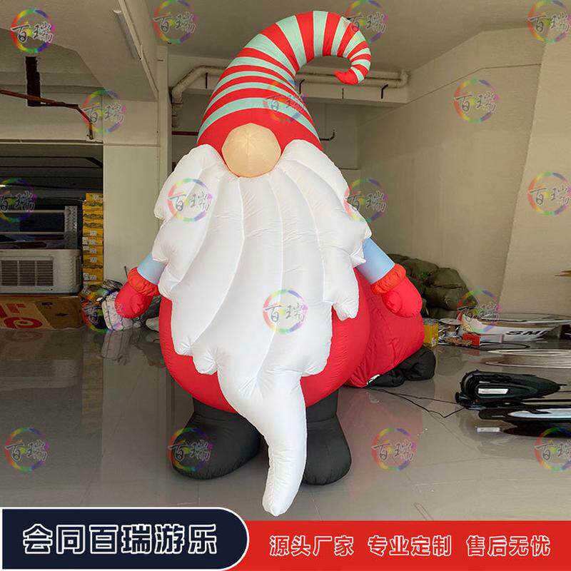 2025圣诞节充气白胡子圣诞老人气模卡通气氛发光商场美陈户外广场