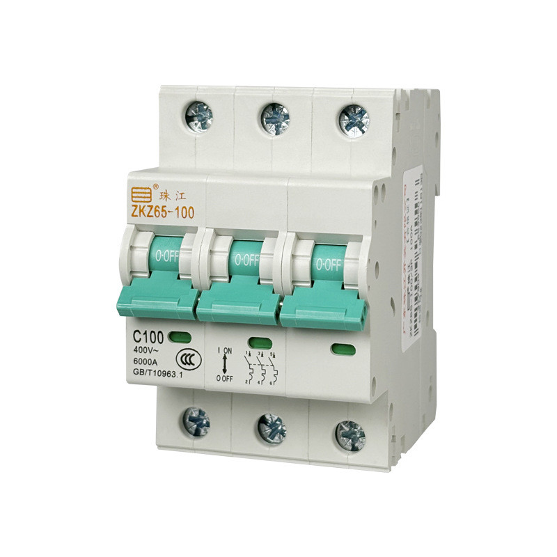 热销广东珠江开关zkz653p100a空气开关断路器三极小型微断