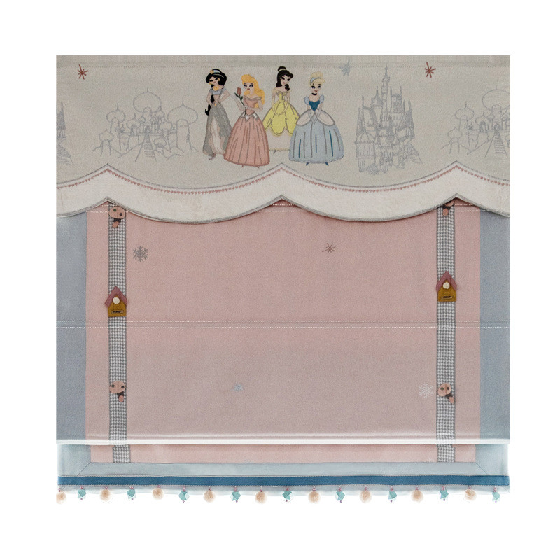 zb6m批发新款公主城堡女孩房窗帘遮光宝儿童房罗马帘成品帘女飘