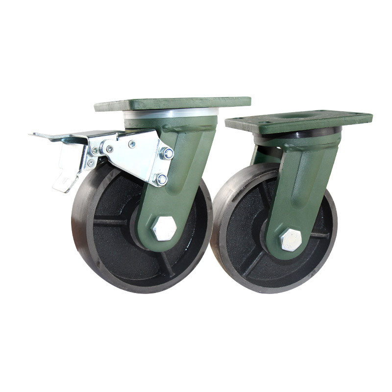 4全5寸6寸8寸超重型寸铁万向轮带刹车加重脚轮承载重1吨工业轮子