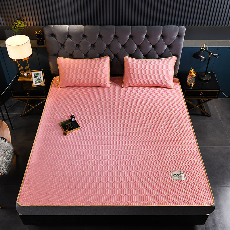 d4q8乳胶床垫夏季软垫薄垫可机洗折叠单人学生空调冰丝凉席三件套