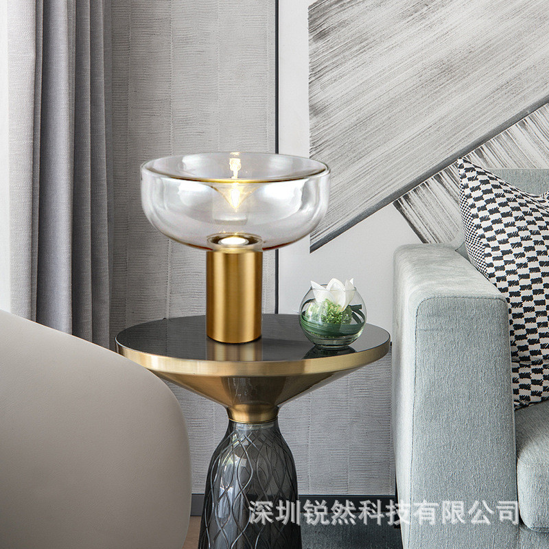 现代轻奢新中式卧室床头灯意大利客厅ins创意简约玻璃中国风台灯