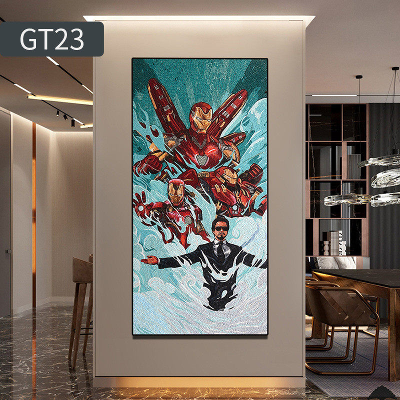 水晶玻璃马赛克拼图背景墙贴玄关餐厅拼图卡通人物马赛克装饰画
